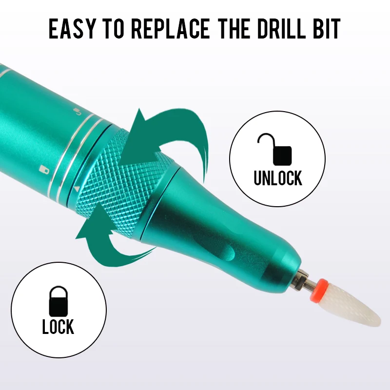 35000RPM Rechargeable Nail Drill Machine Portable Manicure Drill Nail Cuticle E-File Nail Polisher Cordless Nail Drill Machine 5