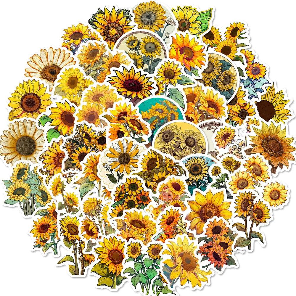 10/30/50pcs Cartoon You Are My Sunshine Sunflower Stickers Laptop Notebook Phone Suitcase Car Decoration Sticker Decals Kids Toy 10 30 60pcs cool movie percy jackson cartoon stickers diy decoration suitcase notebook phone stationery car sticker decals gift