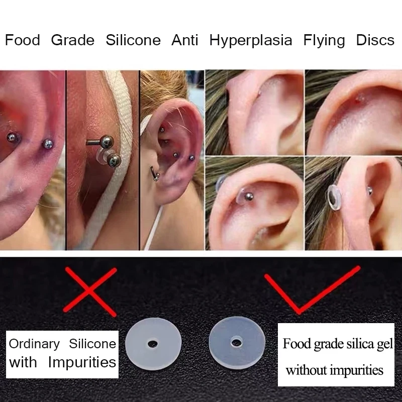 Silicone Piercing Healing Discs Anti Invagination Flexible Anti Hyperplasia for Earring Back No Pull Piercing Disc 6-200P piercing jewelry body piercing jewelry ear piercing jewelry body jewelry