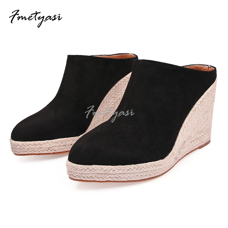 

Wedge Sandal For Women Trend Designer Black Luxury Comfortable Espadrille Shoe Chic And Elegant Mules