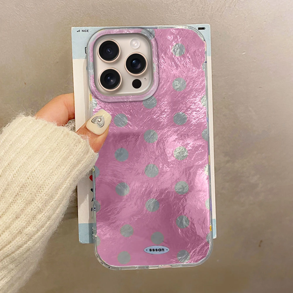 Koreanische braune runde Punkte Damen TPU Handyhülle für iPhone 17 Air 16 16e 15 14 13 12 Pro Max 7 8 Plus X XS XR SE 2022 2020 Cover – Detail 3