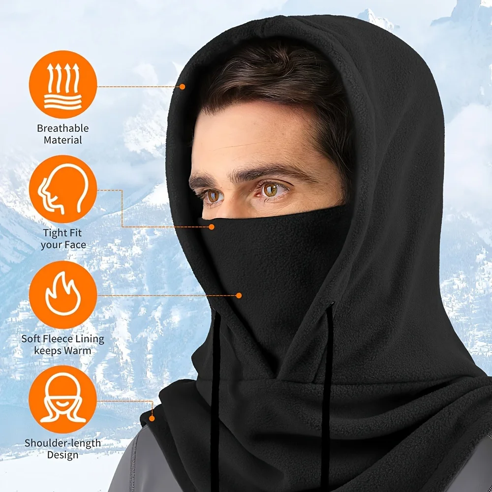 Winter Balaclava Mask Windproof Warm Soft Polar Fleece Cycling Ski Face Cover Thermal Adjustable Neck Cover Motorcycle Mask