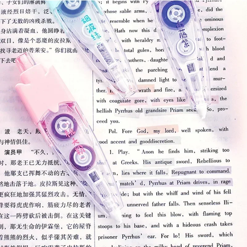 Press Type Hightlighter Tapes Candy Color Decorative Letters Correction Tape Erasable Scrapbook Marker Correction Tape Student correction tape correction supplies