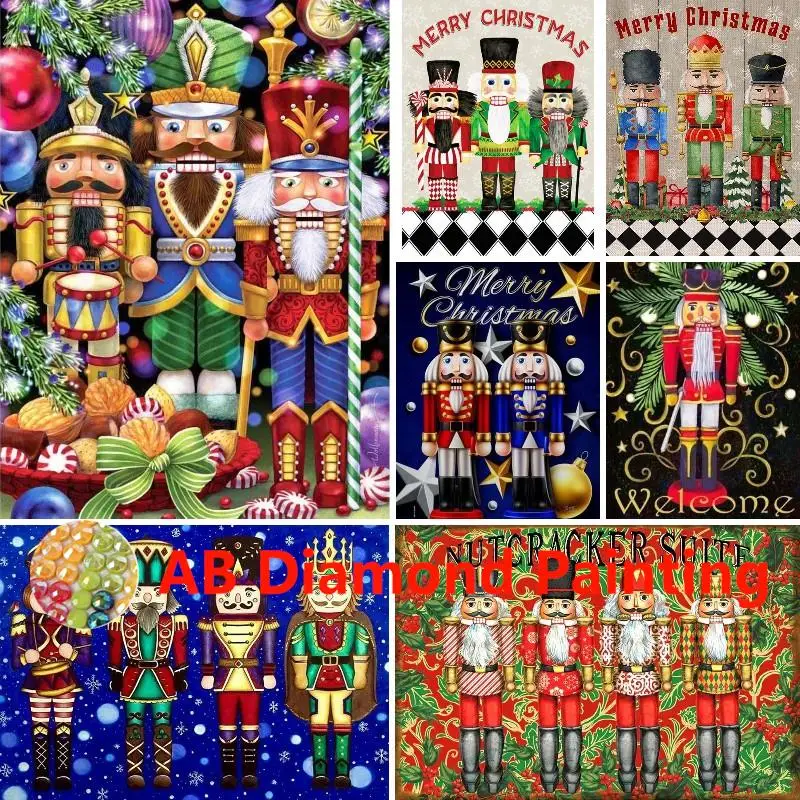 Nutcracker Christmas Decorations Full Drill Diamond Painting Embroidery Cross Stitch Rhinestone Mosaic Diamond Art Mosaic Kits
