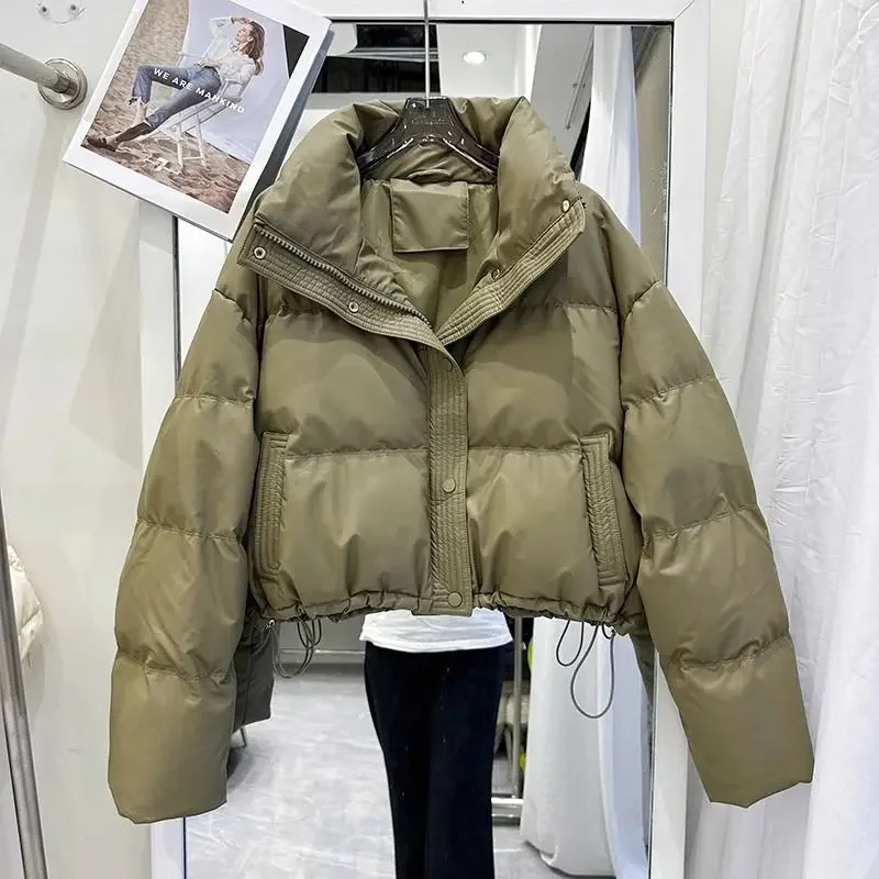 

Женская утепленная куртка с воротником-стойкой, хлопковое пальто, женская одежда, короткая Новинка 2023, маленькая модная верхняя одежда