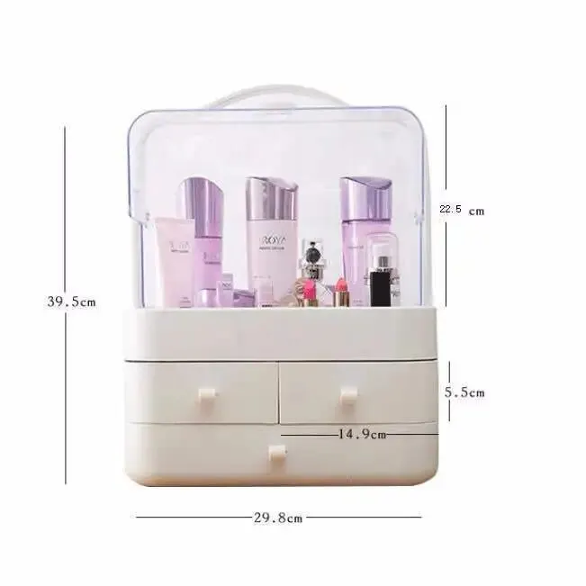 Trendy Dustproof Drawer-style Cosmetic Storage Box Desktop Organizer Skincare Products Comb Tabletop Makeup Holder Rack 3