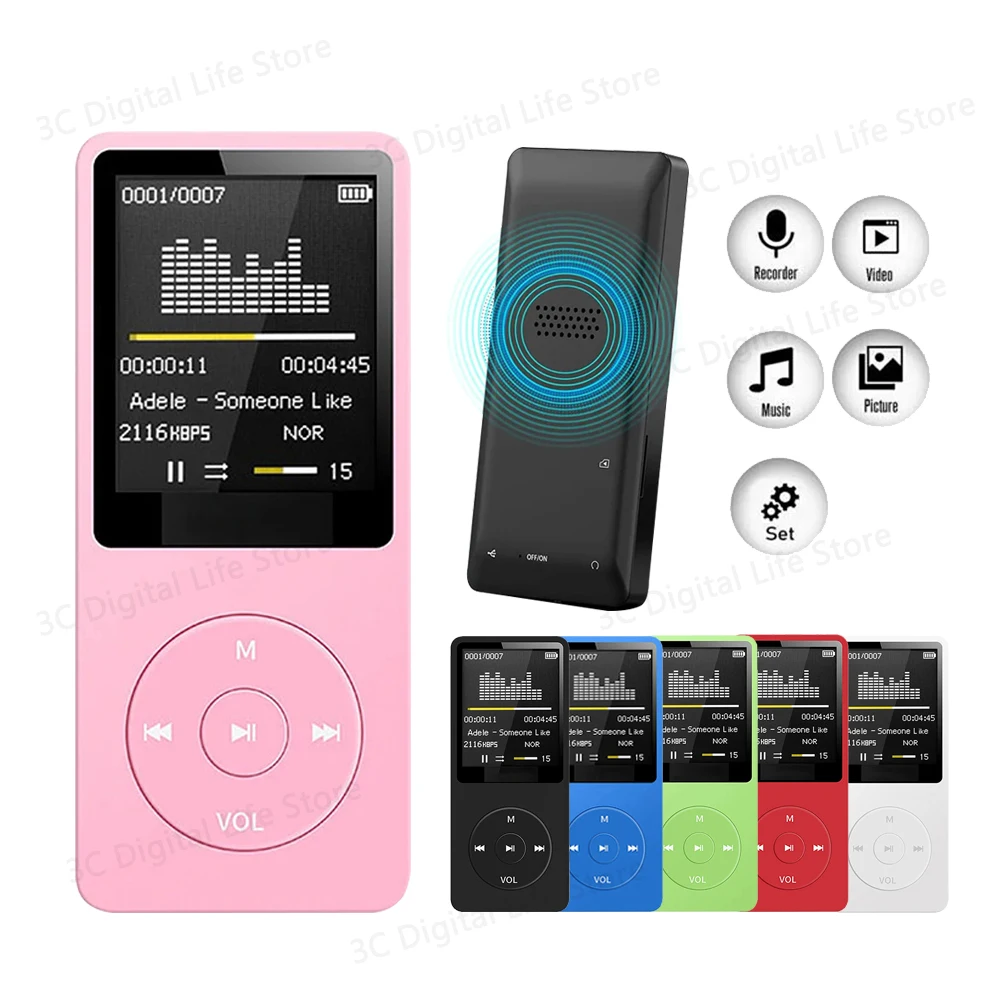 Portable MP3 Player Speaker Bluetooth FMRadio Digital Display Screen Media MP4 Player Pocket Audio Walkman Running Walking