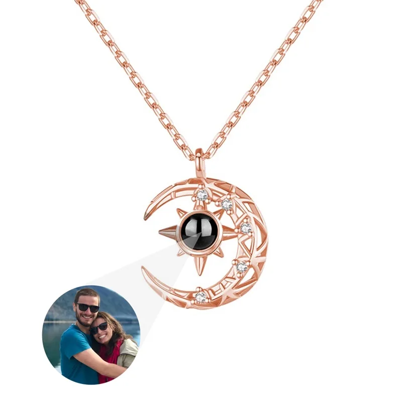 Collana con proiezione circolare Ti amo in 100 lingue con foto personalizzata, San Valentino, regali per lei, gioielli con proiezione, tema amore - Italia
