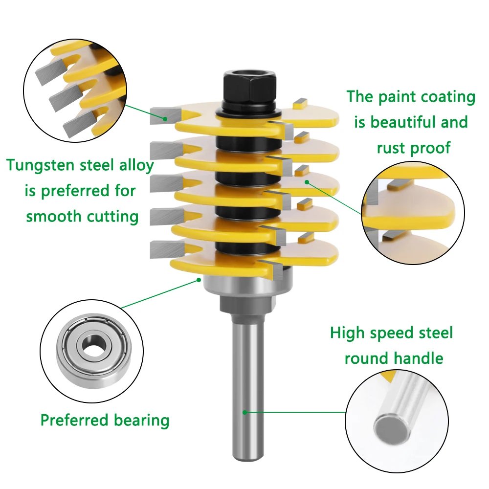 Lavie 1pc 8mm Schaft 3 Zähne verstellbarer Finger gelenk fräser Bit Zapfen fräser Industrie qualität für Holzwerk zeug mc02038 – Detail 7