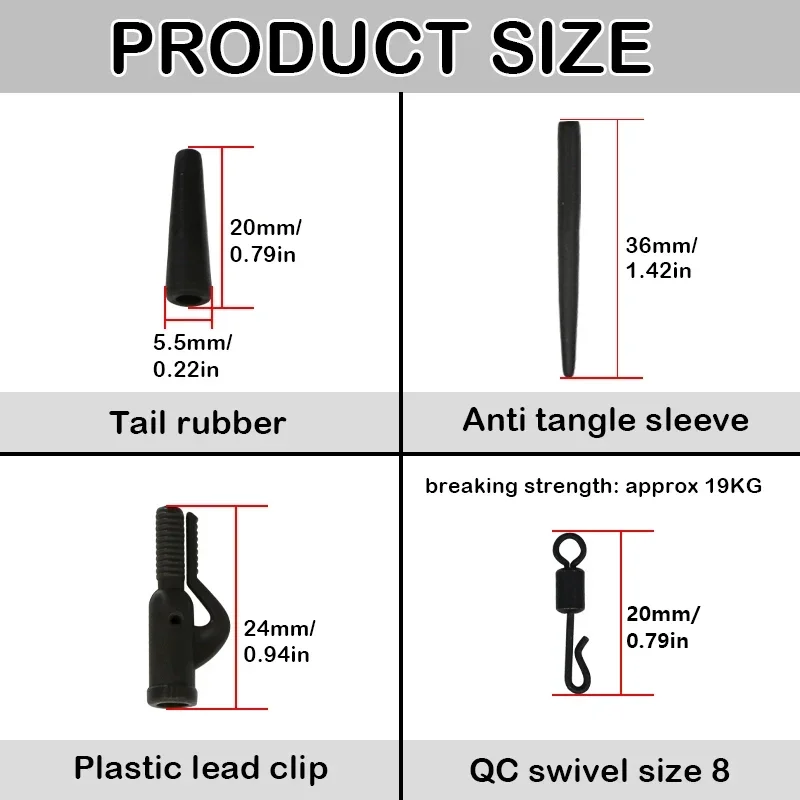 20x Carp Fihsing Lead Clip With Tail Rubber Color Green And Silt For Creating Lead Clip Safety Systems Carp Fishing Tackle 2