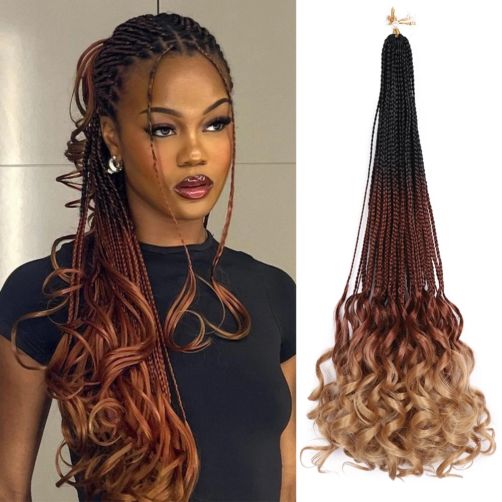 

Synthetic 24Inch Goddess Box Braids Crochet Hair Loose Wave Braiding Extensions Pre Looped Spiral Curls For Black Women