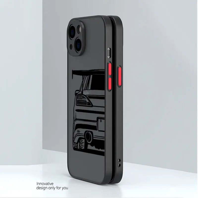 Matte Silicone Edge Clear Phone Case with JDM Dream Car Design