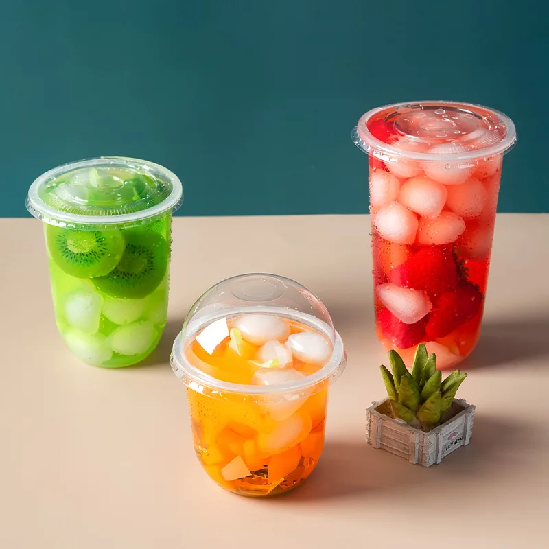 Cups 50pcs/pack 360/500/700ml Disposable Plastic Bubble Tea U-Shaped Boba Tea Cups Hard PP Materail Accept Customization birthday party supplies,plastic cups