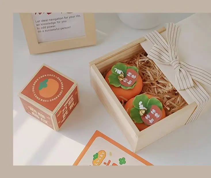 Persimmon Aromatherapy Candle Birthday Gift Creative Simulation Ornament Prop with box