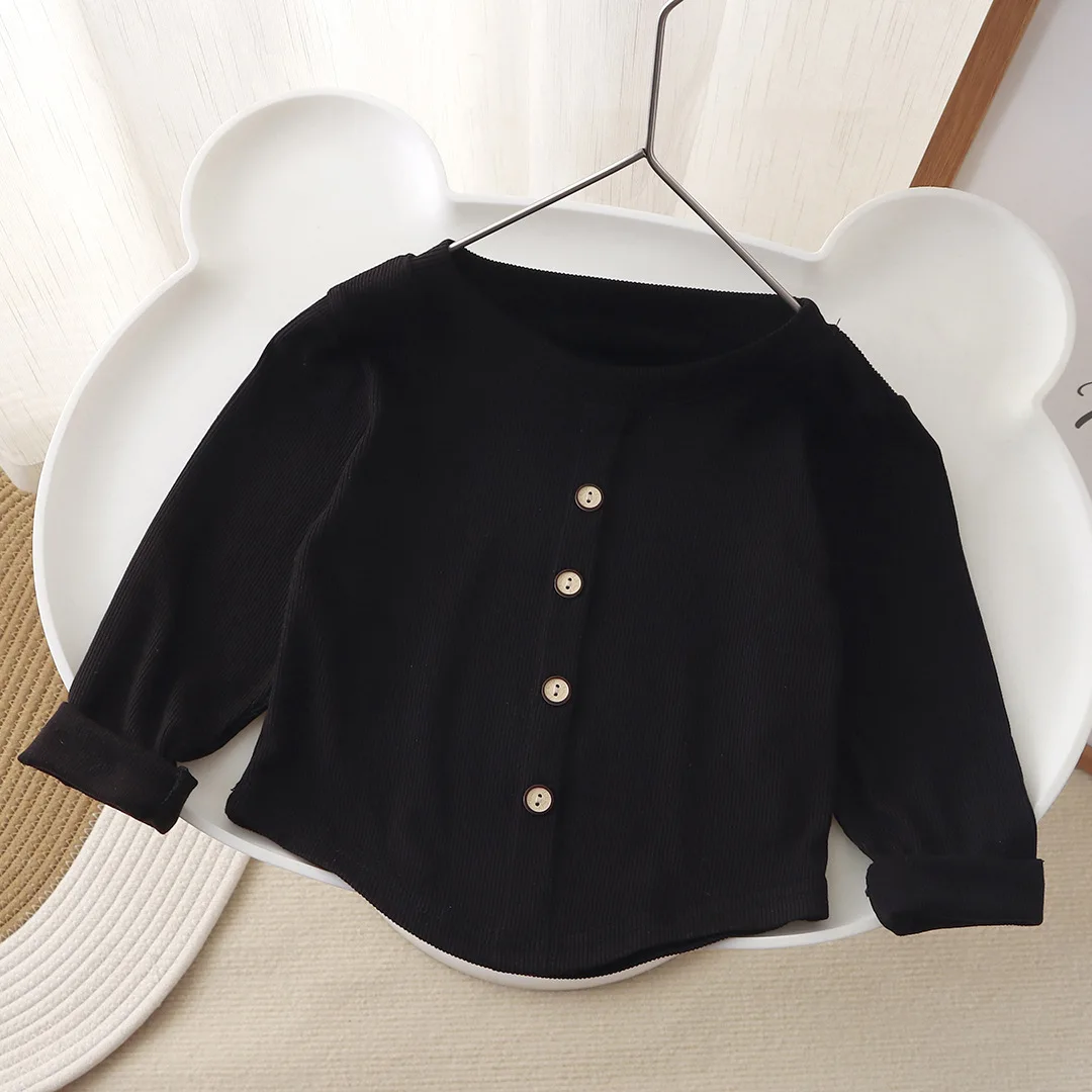Baby Girls Cardigan, Soft Ribbed Cotton Long Sleeve Buttoned Top, Newborn Infant Solid Color Casual Outfit for Spring Autumn
