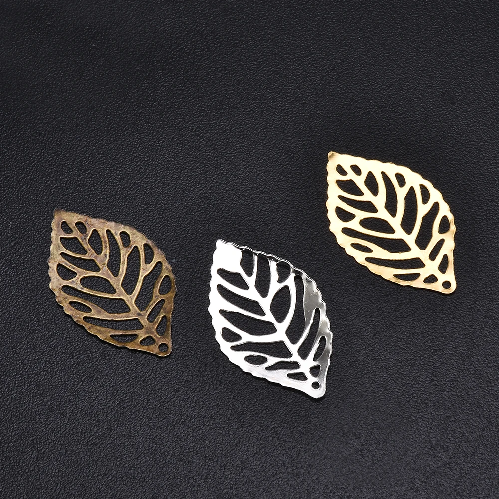 Jewelry Accessories 50Pcs Leaves Filigree Metal Crafts Jewelry DIY Wedding Accessories Pendant Chinese Costume Bride Coronet Metal Leaves
