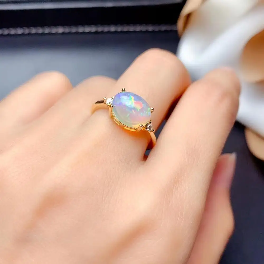 

3.5ct Natural opal woman rings change fire color mysterious 925 silver Various color gemstones