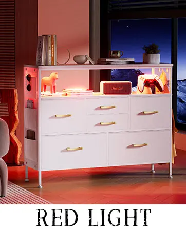 Description Picture 5 of itemDresser for Bedroom Dresser, TV Stand with 6 Drawers, Bedroom Dresser with Power Outlets and LED Light, Fabric Dressers &