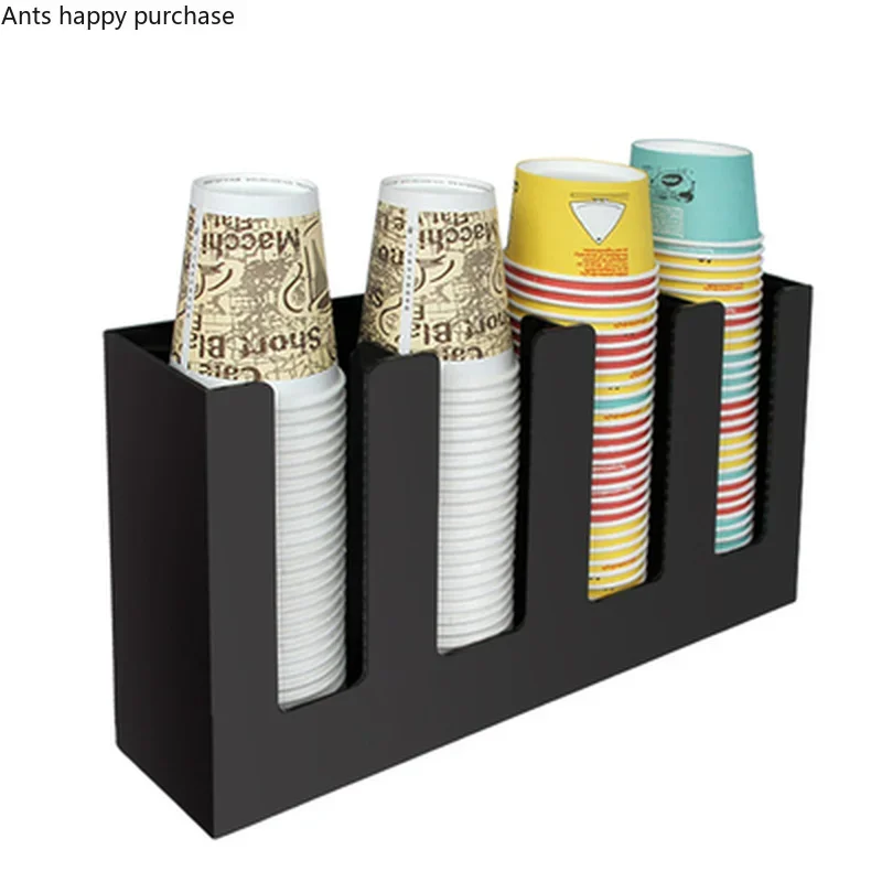 Black Acrylic Cup Holder Multi-compartment Cup Storage Rack Straw Storage Box Coffee Milk Tea Shop Cup Container Display Stand 5
