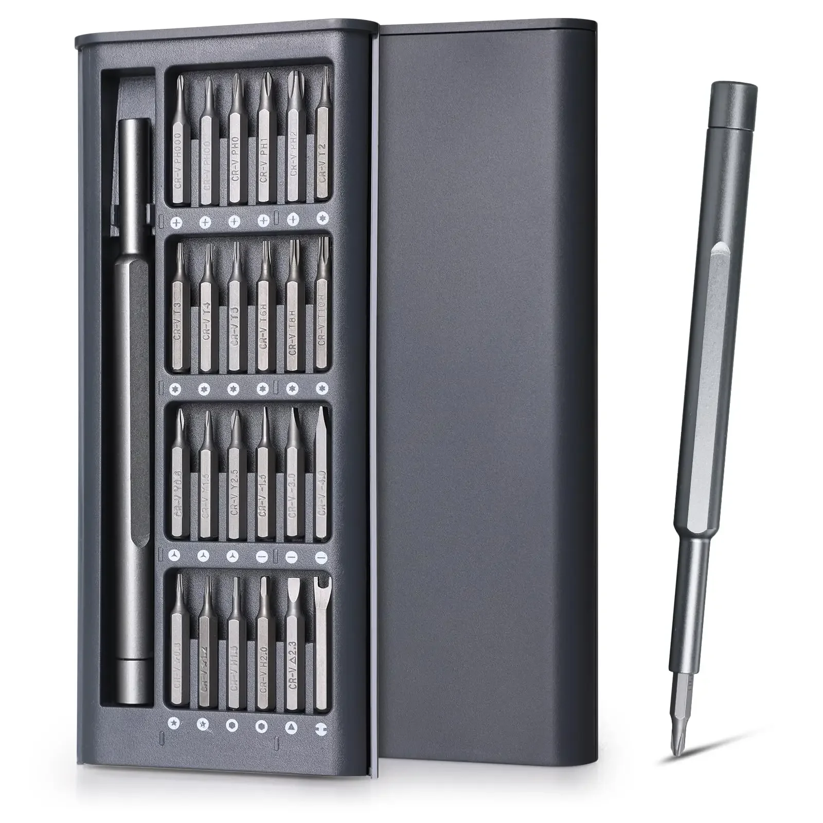 정밀 드라이버 세트 25 in 1 Phillips Torx iPhone PC 시계 카메라 안경 용 육각형 플랫 헤드 마그네틱 스크루 드라이버 헤드