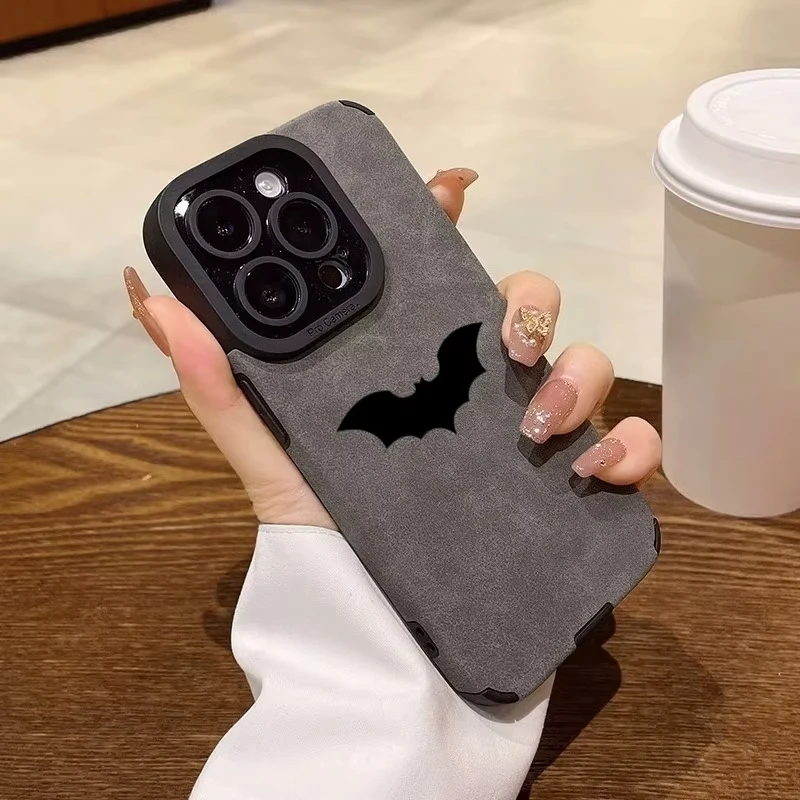 Sleek Cool Bat Leather Silicone Shockproof Phone Case