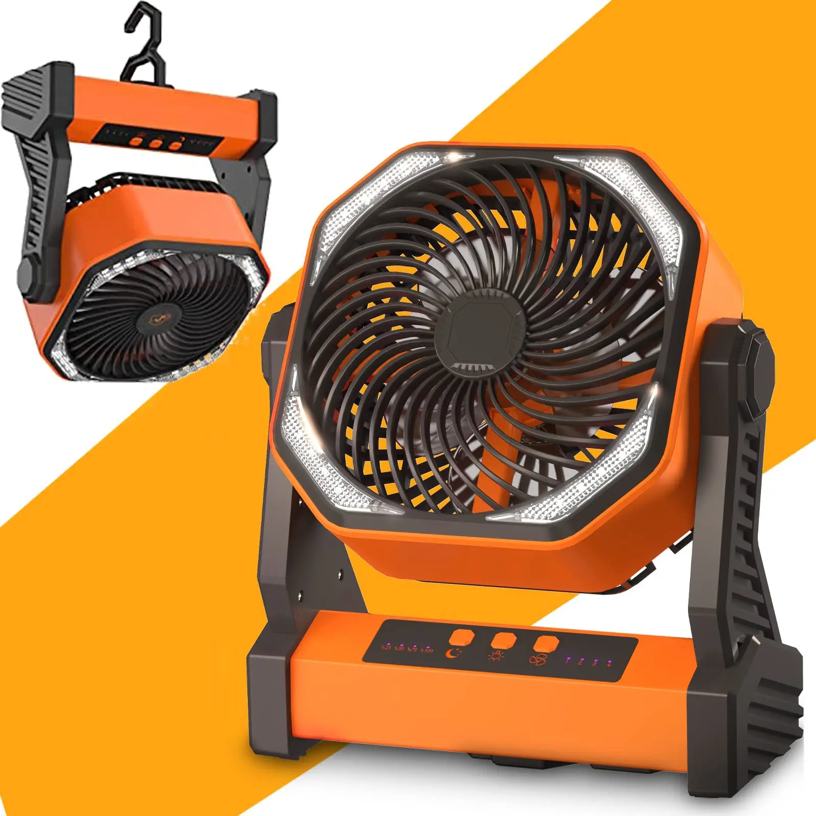 D10 20000mAh Camping LED Fan with Light,Rechargeable Battery Powered