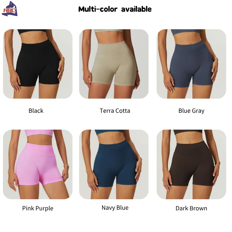 HBC Running Shorts Quick Dry Sportswear Bottoms Women Seamless High Waist Scrunch Seam Butt Yoga Shorts Compression