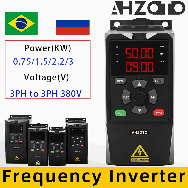 VFD Variable Frequency Drive Converter Inverter 3 Phase 380V Input and Output 0.75/1.5/2.2/3KW Motor Speed ​​​​​​Controller