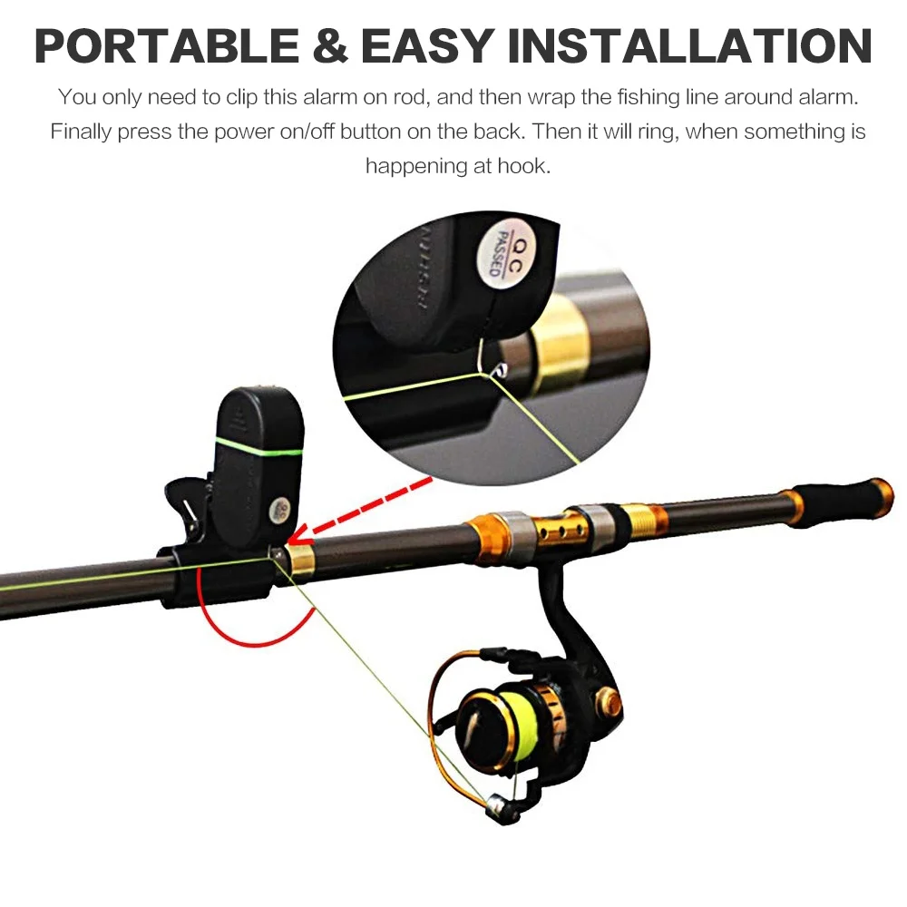 FLYSAND Fishing Alarm – Clip-on Bite Alert with Sound, LED Light, and Buzzer for Fishing Rods. 2