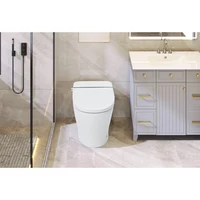 Smart Toilet Bidet Combo with Self-Cleaning Nozzle,Upmarket Compact Dual Flush Toilet 1/1.28 GPF,Tank less toilet with Foot 2