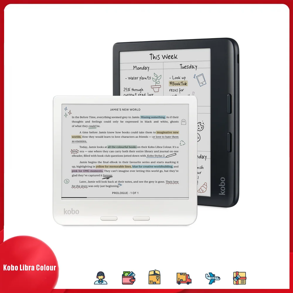 Color-adjustable reader Kobo Libra Colour E Ink eReader 7" 32GB HD Color Display Waterproof Adjustable Light