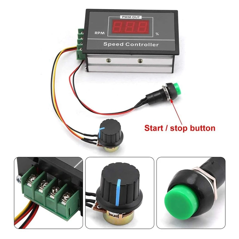 DC Motor Speed Controller DC 6-60V 12V-48V 30A PWM Adjustable Stepless Governor Regulator Motor Speed Controller