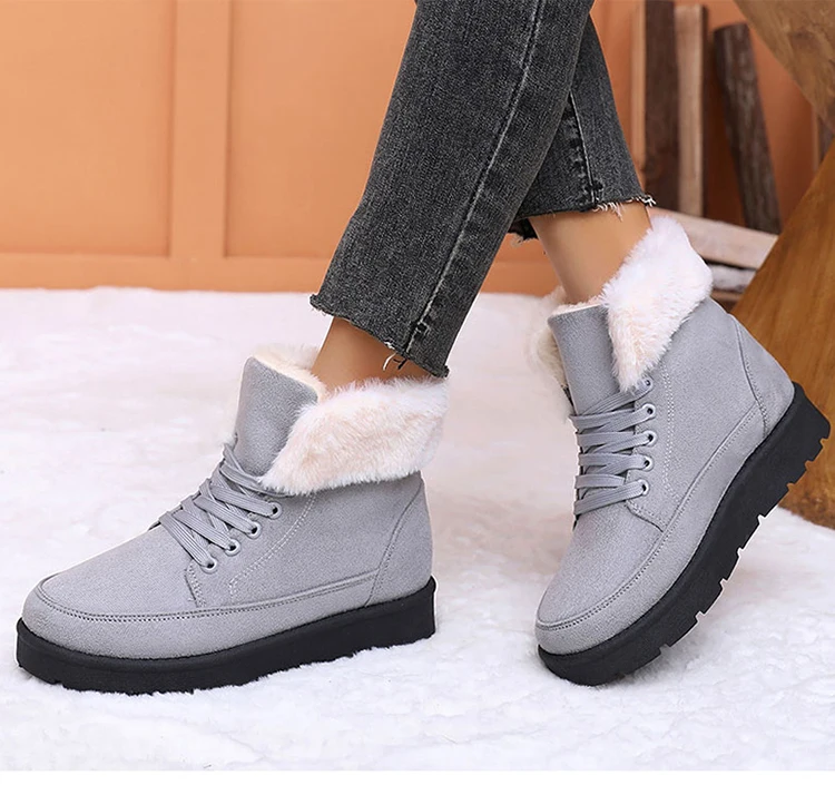 Women's Winter Snow Boots With Fur Lining And Low Heels_voghion.com