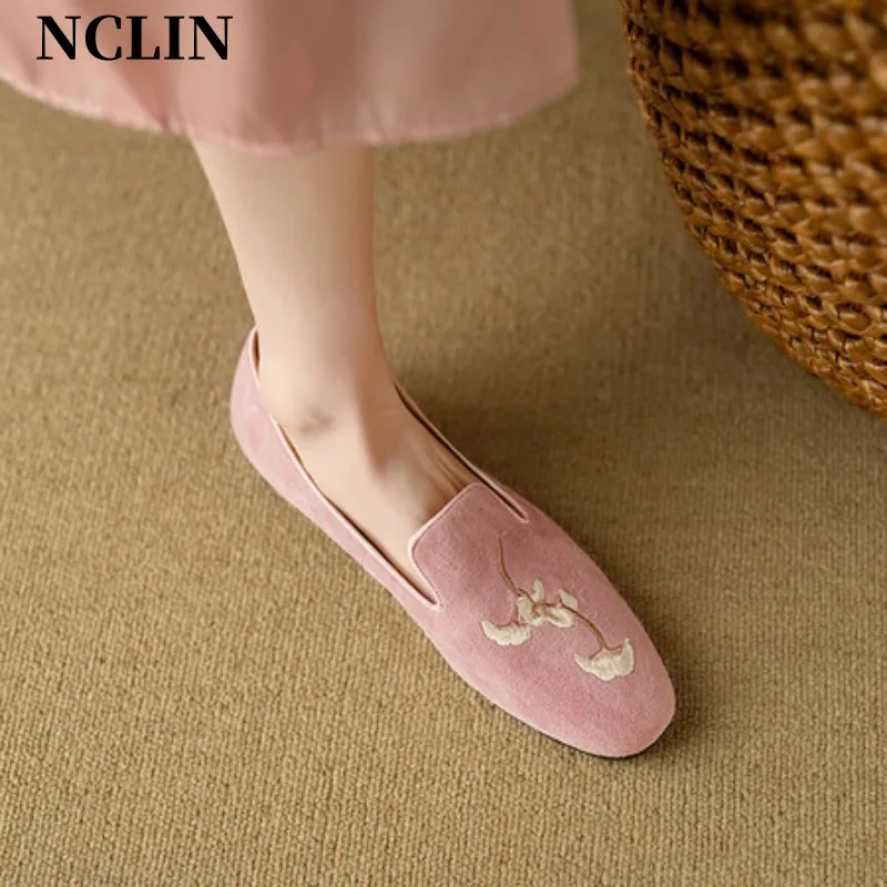 

New Spring/Summer Kid Suede Women Shoes Chunky Heel Suqare Toe Shoes For Women SLIP-ON Low Heel Loafers Pumps Zapatos De Mujer