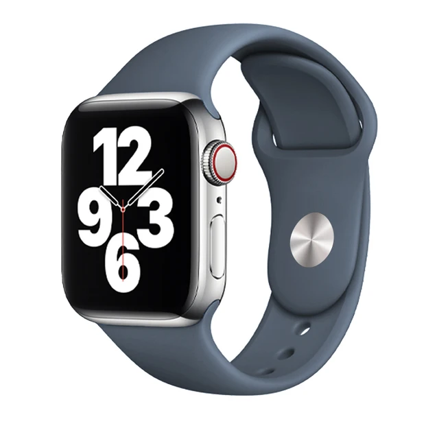 Silicone Strap For Apple Watch Band 44mm 41mm 45mm 40mm 38mm Smart Watch Sports Rubber Bracelet iWatch 6  Serie 7 SE Watchband Alaskan Blue