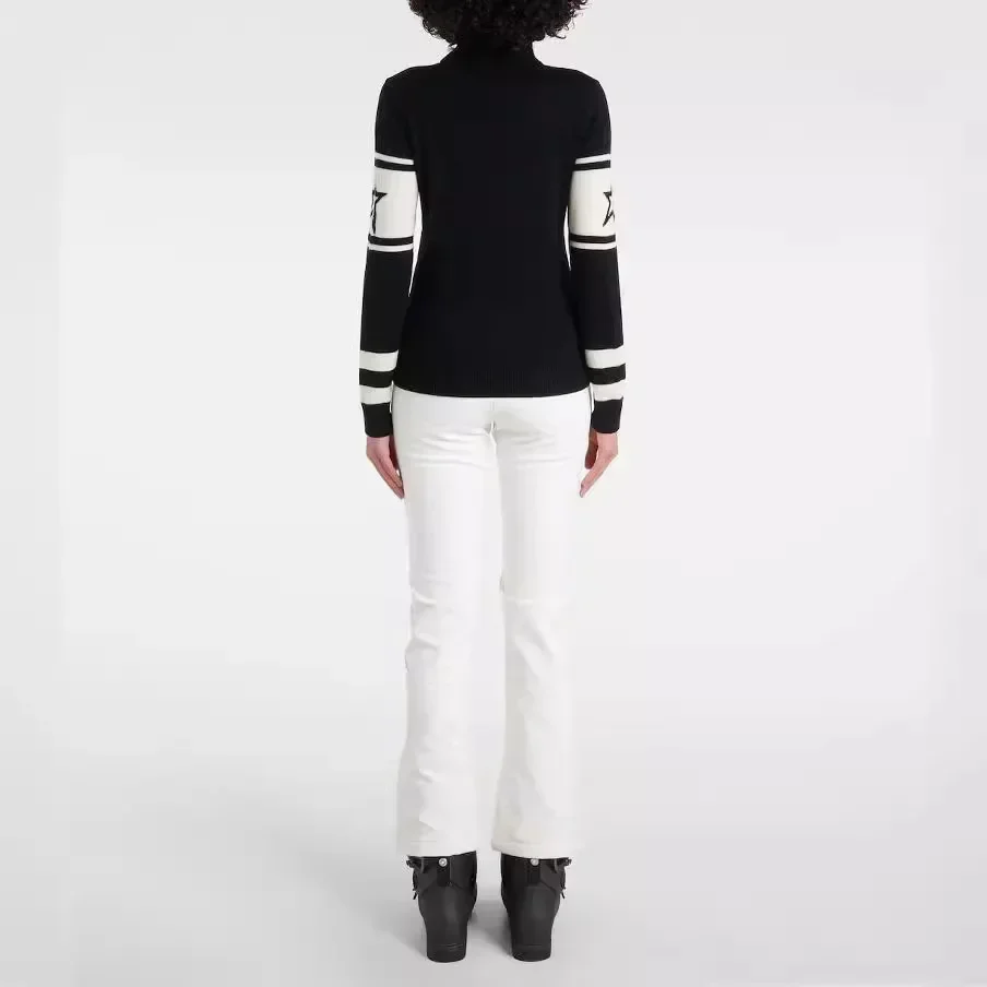 Autumn/Winter New Knitted Sweater Jacquard Letter Stripe Turtleneck Top Slim Versatile Soft Warm Couple Model Women's Sweater 2