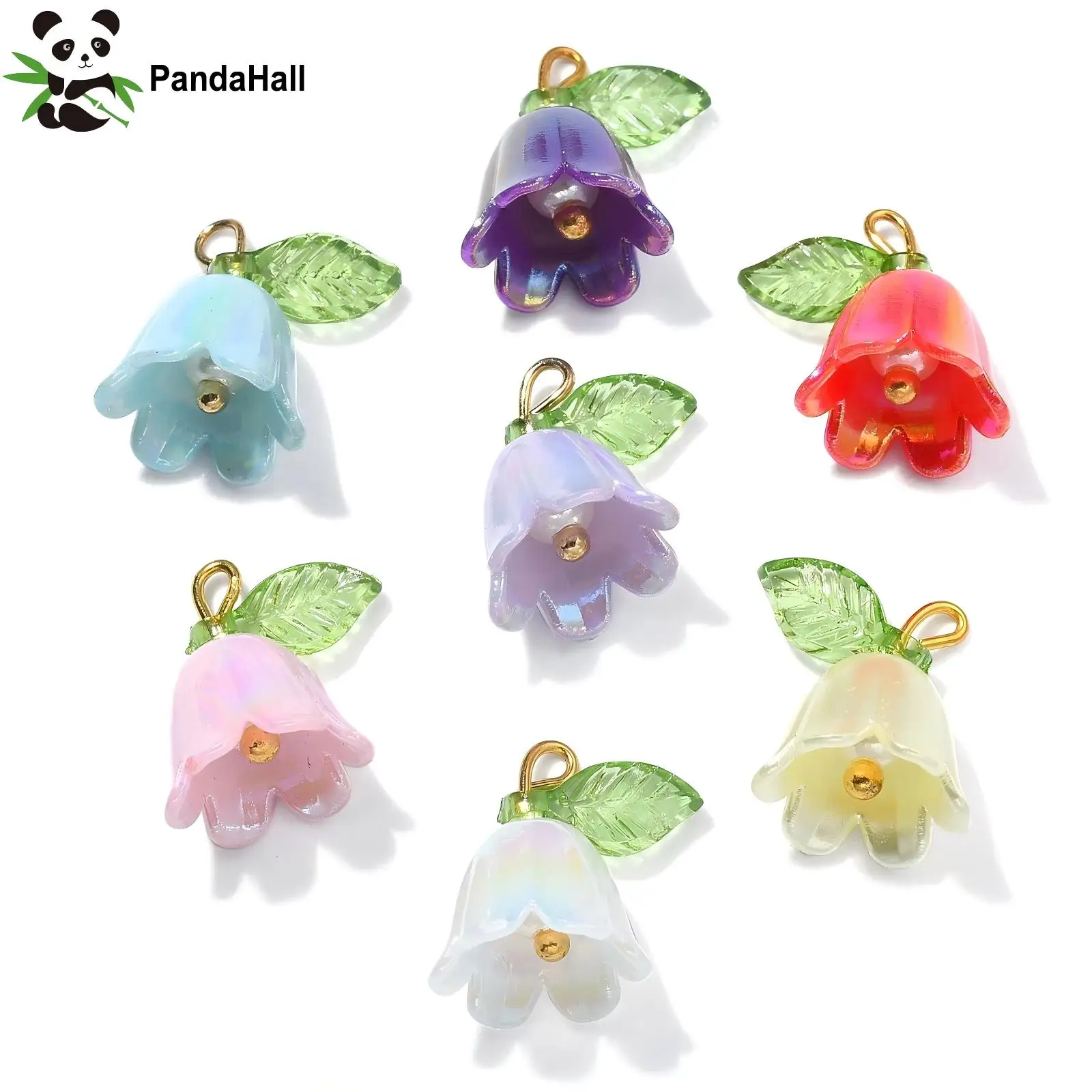 30 Stück zufällige Harz glocke Orchideen anhänger mit imitierten Perlen Acryl perlen Maiglöckchen Blumen anhänger für die Schmuck herstellung