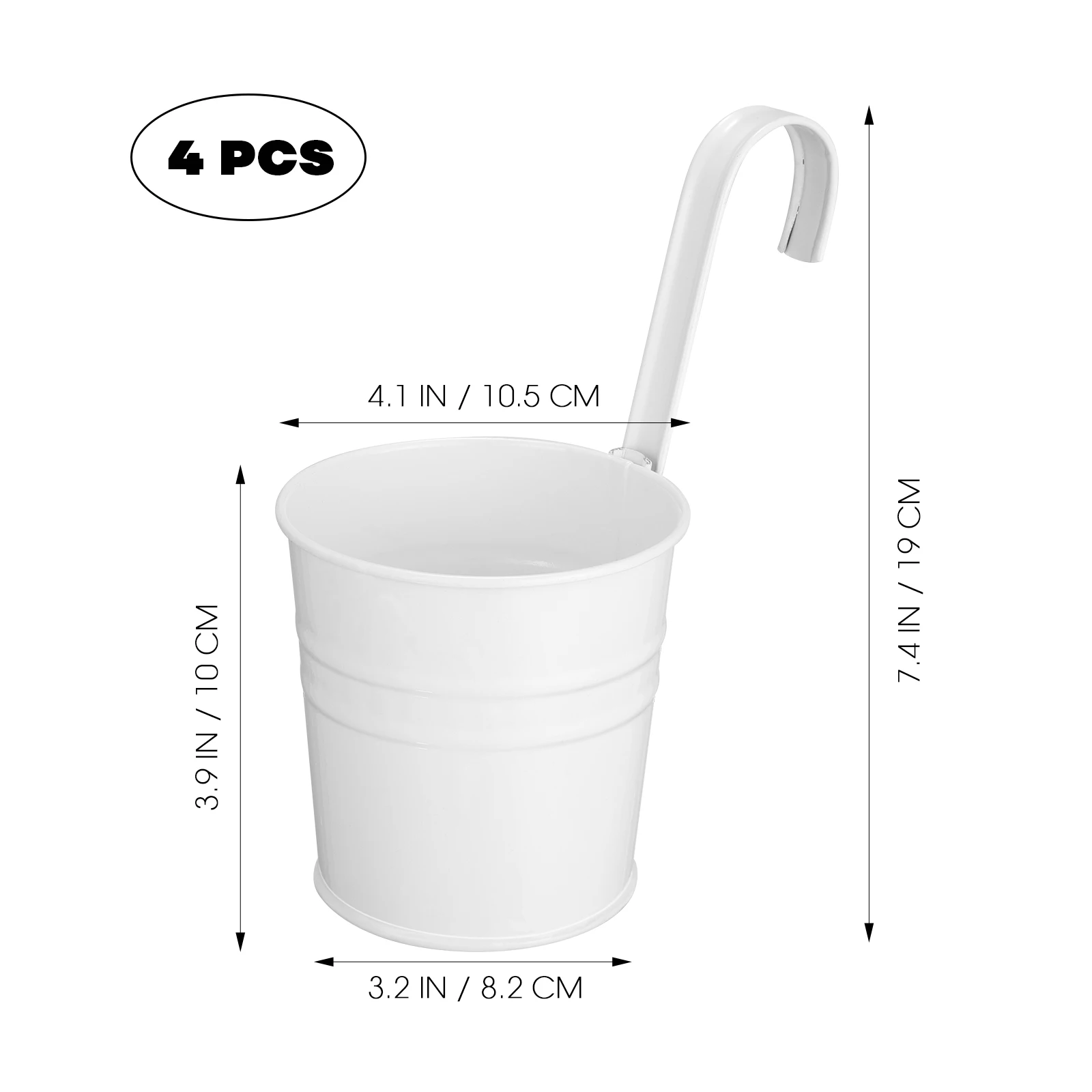 4Pcs Colored Metal Buckets Pencil Holder Bucket Plant Pot Baskets White