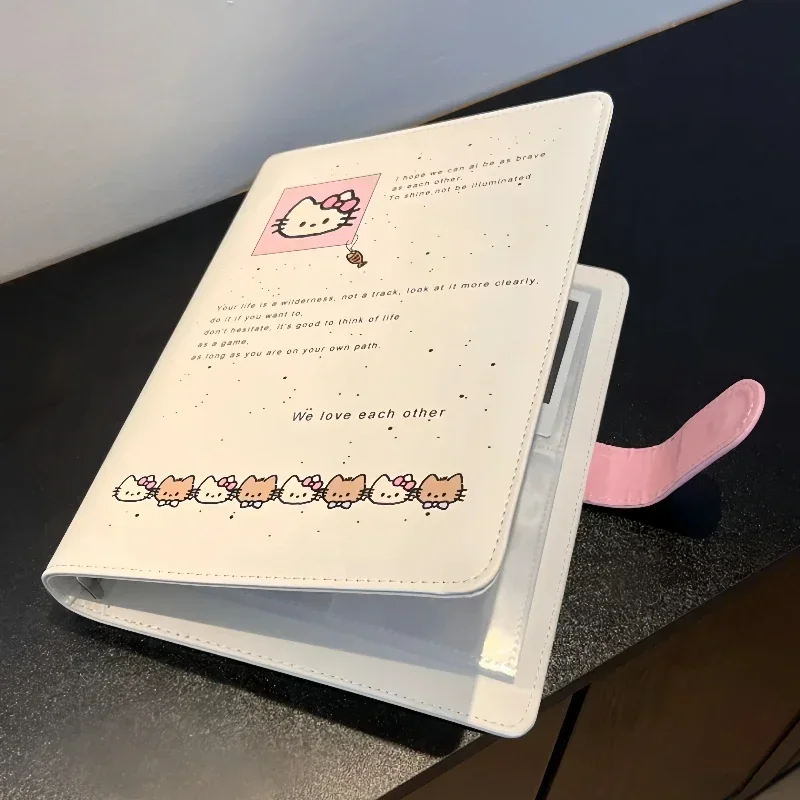 MINISO Kawaii Hello Kitty Soft Shell Photocards HolderA5 Loose-leaf Storage Book Four-square 3-inch Photo Card School Supplies