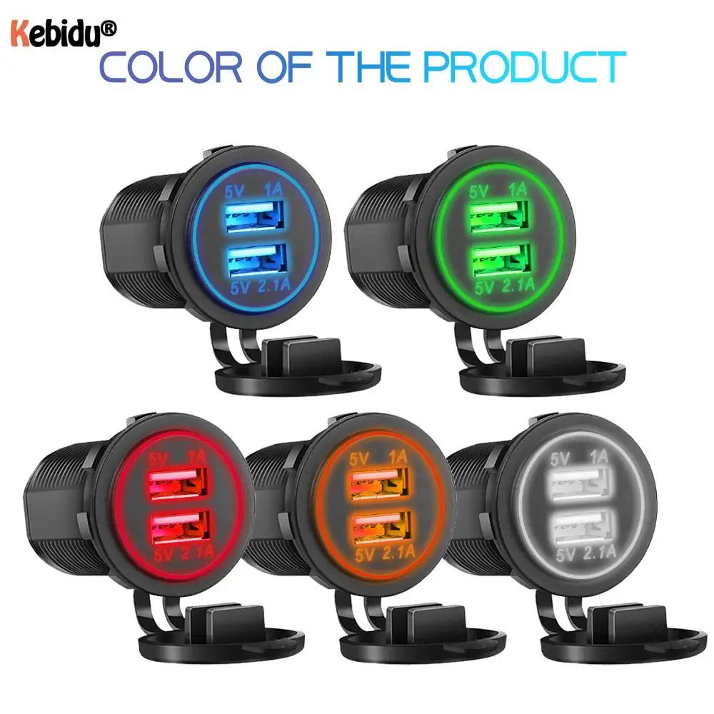 3.1A Dual USB Car Charger Car Charger Car Phone Charger Cigarette Lighter 2 Port Usb Car Charger 12V 24V With Led Light Power Adapter For Marine Boat