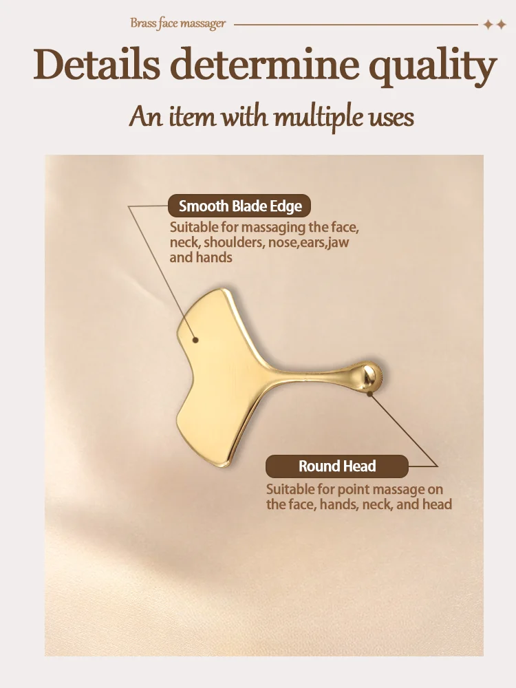 Outil Gua Sha en laiton, massage portatif en cuivre pour le cou, le