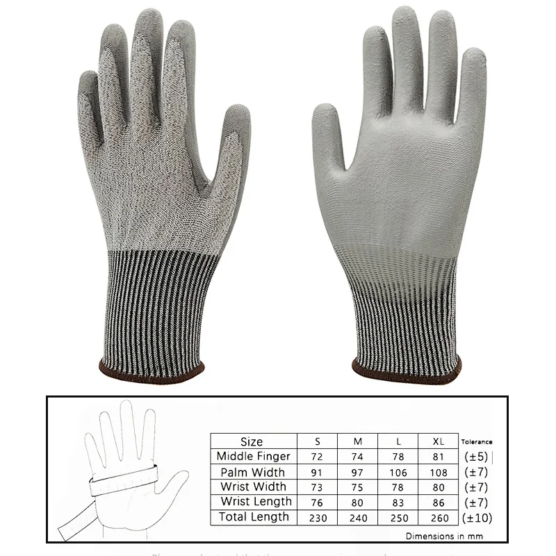 Cut-resistant work gloves anti-slip wear-resistant PU coated scratch-resistant anti cut gloves protective gloves