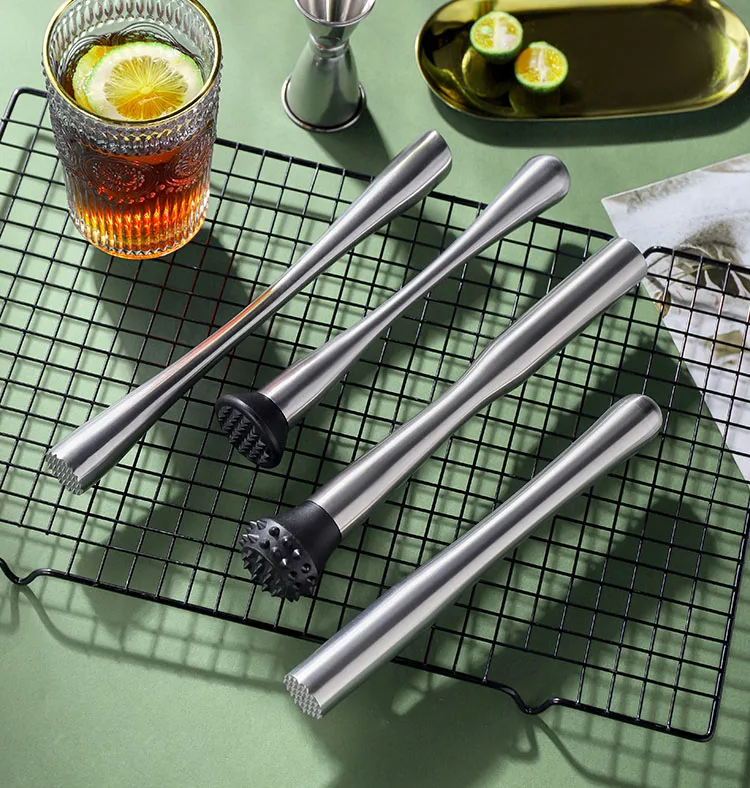 Stainless Steel Ice Crushing Popsicle Hammer Tamping Stick Cocktail Fruit Mash Juicing Lemon Tea Shop