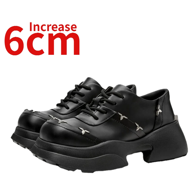 

Autumn Original Design Shoes for Women Increased 6cm High Grade Square Toe Lefu Leather Shoes Thick Sole Elevated Women's Shoes