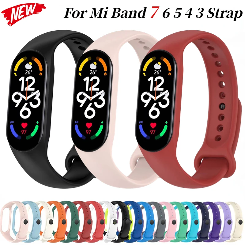 Силиконовый ремешок для Xiaomi Mi Band 7 6 5 4 3