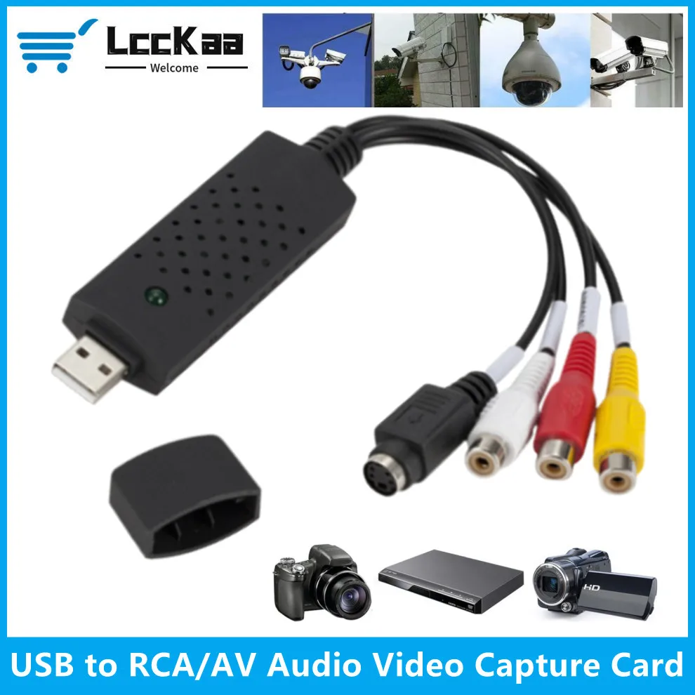 Lcckaa-usb Audio Video Capture Card Adapter com Cabo Usb Usb 2.0 para Rca Conversor para tv Dvd Vhs Dispositivo