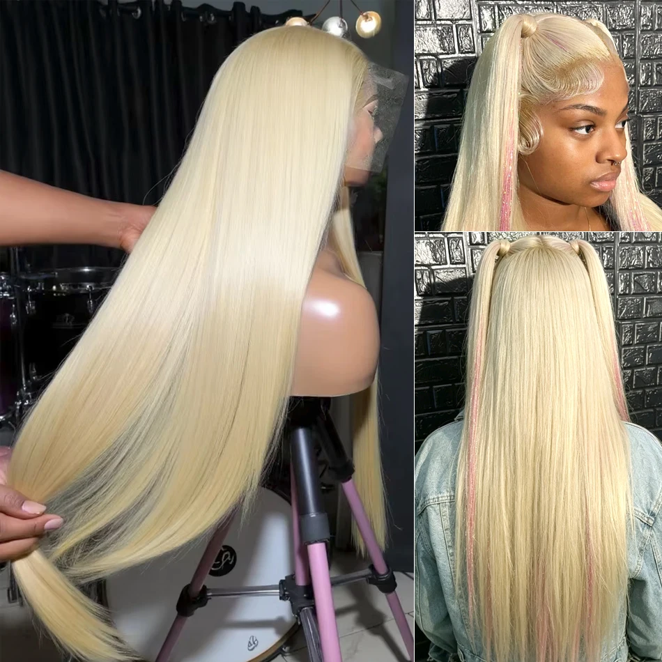 220% Density 613 Blonde Lace Front Wigs Straight Human Hair 13x6 13x4 Hd Lace Frontal Wig Pre Plucked Brazilian For Women 5