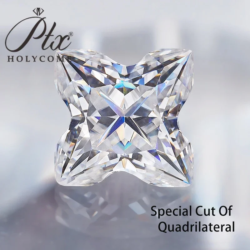 PTX Moissanit Vierblättriges Kleeblatt Schliff D VVS1 Farbe Synthetischer loser Stein Schmuck Diamantherstellung Edelsteine GRA Benutzerdefinierte Größe