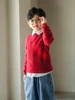 Children's Winter Basic Model Pure Wool Thick O-neck Pullover Boys Girls Kid 100% Au Merino Sweater Solid Teenager Tops Jumper 3