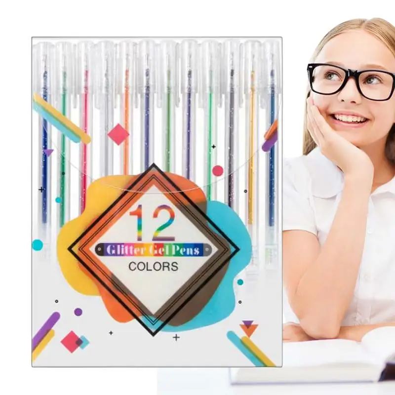 

Набор маркеров с блестками 12 шт., гладкие Сменные школьные принадлежности для рисования, скрапбукинга